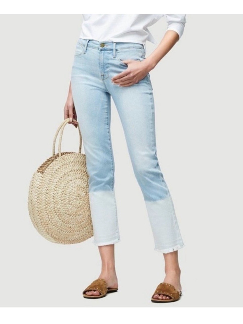 FRAME LeSkinny de Jeanne Finchley Light Wash Cropped Jeans
